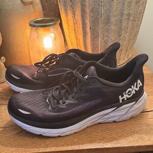 Hoka Black and White Athletic Shoes